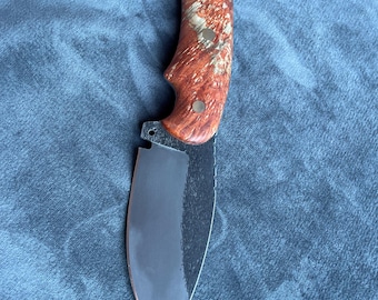 Handmade Skinner Knife: Stabilized Maple Burl Handle, D2 Steel