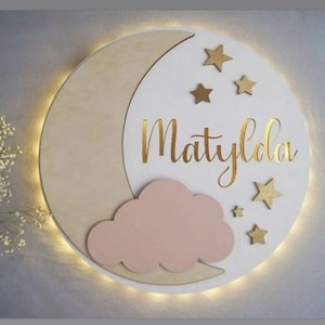 Adorno de puerta con letras de madera para habitación de bebés y niños, placa con nombre, adorno para puerta de bebé