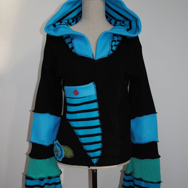 Reserved for Sheri-PopTart Art- OOAK Beautiful Women's handmade repurposed hoodie SWEATER - S/M