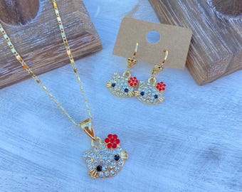HK Set (Necklace and Earrings) Gold Plated