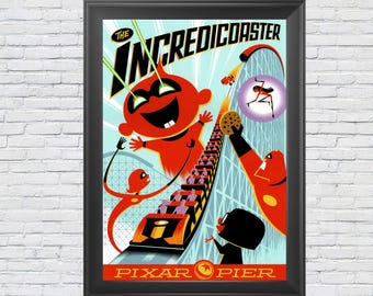 The Incredicoaster Attraction Poster 12"x18" ~ Disney California Adventure ~ Pixar Pier