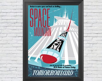 Póster de la atracción Space Mountain (30 x 45 cm) ~ Disneyland y Disney World ~ Tomorrowland