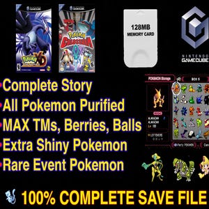 Tarjeta de memoria completa para GameCube con Pokémon Colosseum y XD Gale of Darkness