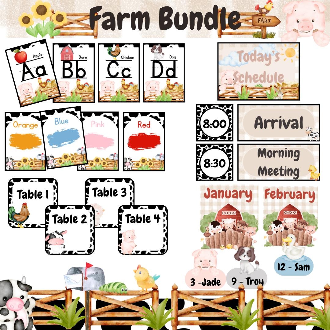 Farm Theme Classroom Bundle - Etsy