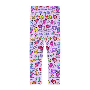 Little Kids&#39; Leggings, Bird Design Leggings, Cute Leggings Girls, Soft Leggings, Comfortable Girls&#39; Leggings, Fun Print, Colorful Bird Print