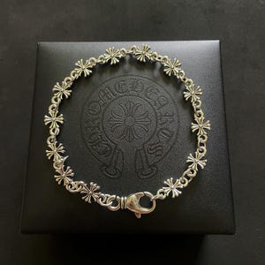Ch Gothic Style y2k Chrom Silber Punk Kreuz Charm Chrom Armband Grunge b2