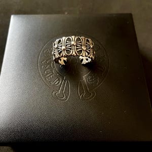 Ch Gothik Kreuz Style Ring y2k Chrom Silber Punk Krähe Croix Blumencharme Chrom Grunge größenverstellbar d1