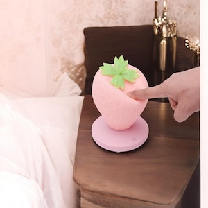 Strawberry LED Lamp | Touch Sensor Night Light | Silicone USB Rechargeable | Dimmable Bedside Lamp | Cute Home Decor Lighting