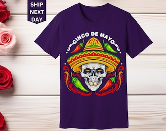 Cinco De Mayo Skull Shirt: Mexican Fiesta Chili Pepper Tee