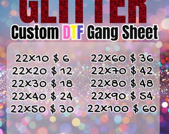 Custom Glitter DTF Transfer, Print-Ready Gang Sheet