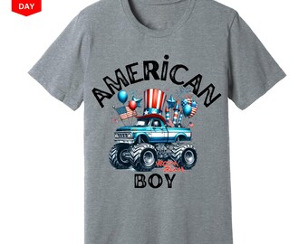 4th of July Monster Truck Tee: Patriotic American Boy Shirt