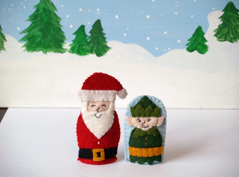 Santa and Helper Elf Finger Puppet Set image 4
