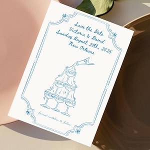 Whimsical Wedding Save the Date Template: Hand-Drawn Illustration (INSTANT DOWNLOAD)