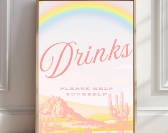 Editable Cowgirl Rodeo Drinks Sign: Western Birthday Decor (Digital Download)