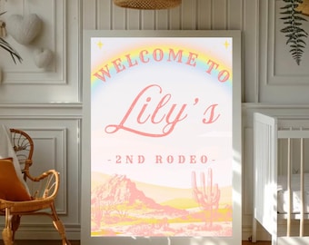 Editable Rodeo Cowgirl Welcome Sign: Southwestern Birthday Party (INSTANT DOWNLOAD)