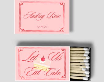 Personalized "Let Us Eat Cake" Matchbook Stickers: Elegant Party Favors (INSTANT DOWNLOAD)