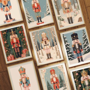 Vintage Nutcracker Art Print Set: Whimsical Christmas Wall Decor (Digital Download)