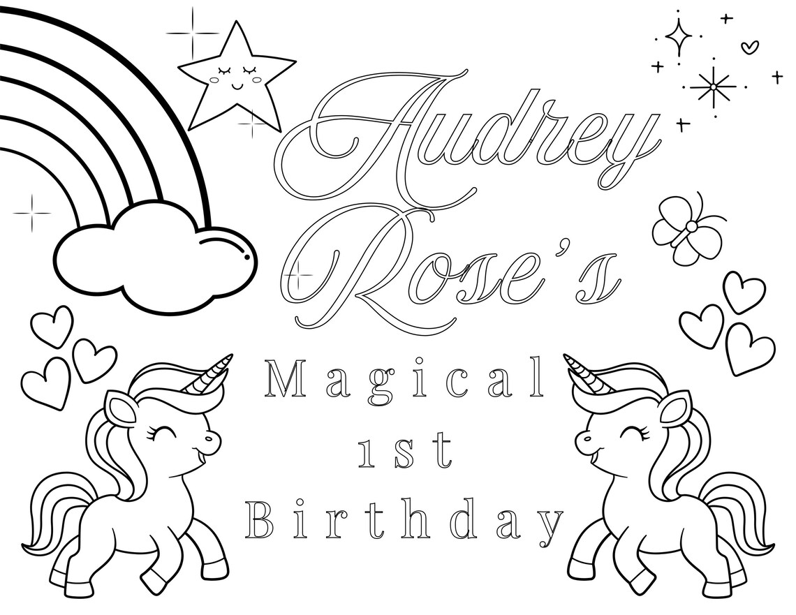 Editable Unicorn Birthday Coloring Sheet: Custom Party Favor (INSTANT ...