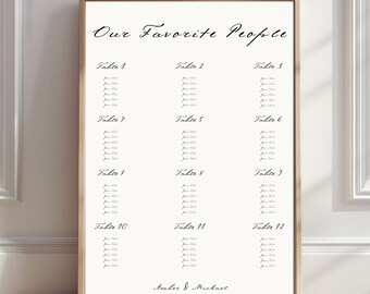 Elegant Wedding Seating Chart Template: Modern Minimalist Design (INSTANT DOWNLOAD)