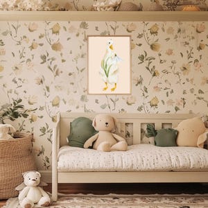 Silly Goose Watercolor Print: Vintage Botanical Nursery Art (Instant Download)