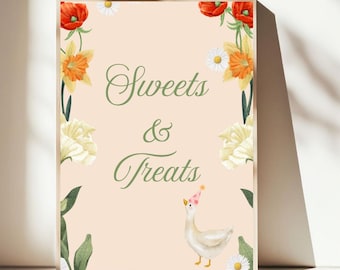 Silly Goose Birthday Sign Template: Vintage Floral Decor (Digital Download)