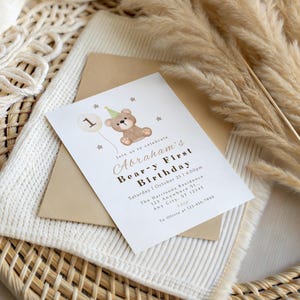 Editable Bear Birthday Invitation Any Age, Beary First Birthday, Teddy 1st Birthday, Teddy Bear Invite Template image 6