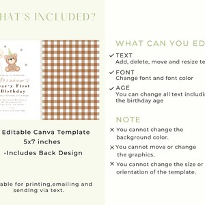 Editable Bear Birthday Invitation Any Age, Beary First Birthday, Teddy 1st Birthday, Teddy Bear Invite Template image 4