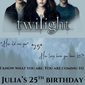 Twilight Women&#39;s Birthday Party Customizable Invitation Template | Twilight Saga party Invitation Template Editable Digital Download Canva