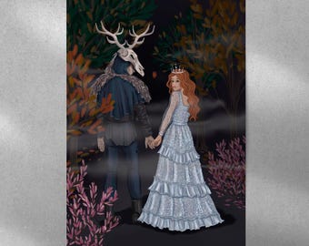 Dark Gothic romance art, Romantasy illustration, Fantasy Printable Wall Art, Digital Download
