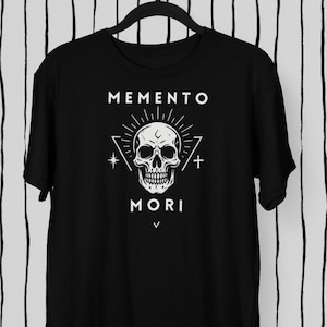 Memento Mori Shirt | Gothic Skull Minimalist T-Shirt | Stoic Death Reminder Tee | Dark Aesthetic | Gift for Him | Skull Graphic Tee