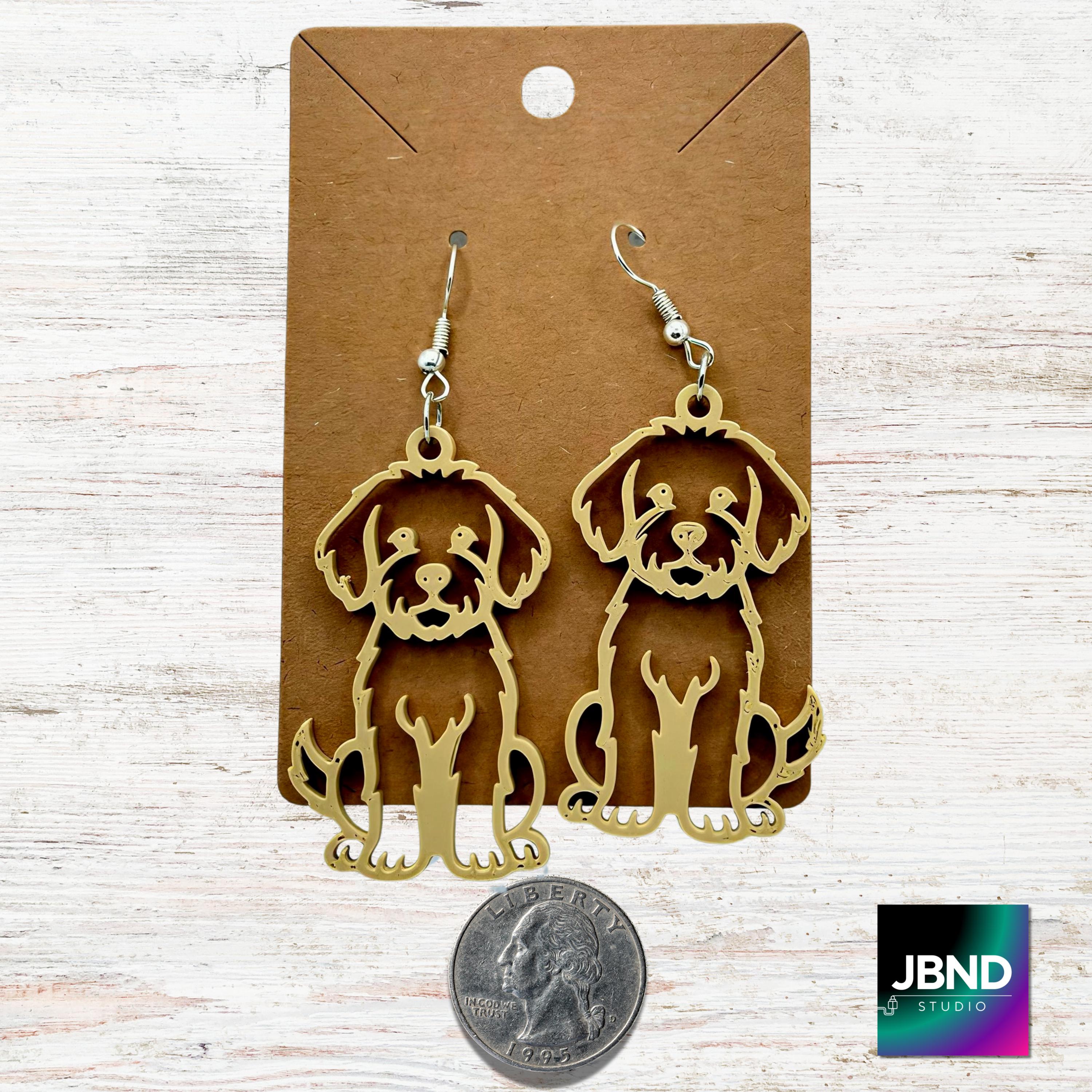 3D Printed Golden Doodle Labradoodle Earrings – Lightweight Dog Breed ...