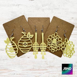 Honey Bee Earrings Set – Beehive, Honey Dipper & Bee Earrings | 3D Printed Lightweight Jewelry | Nature-Inspired Gifts | Eco-Friendly Ear