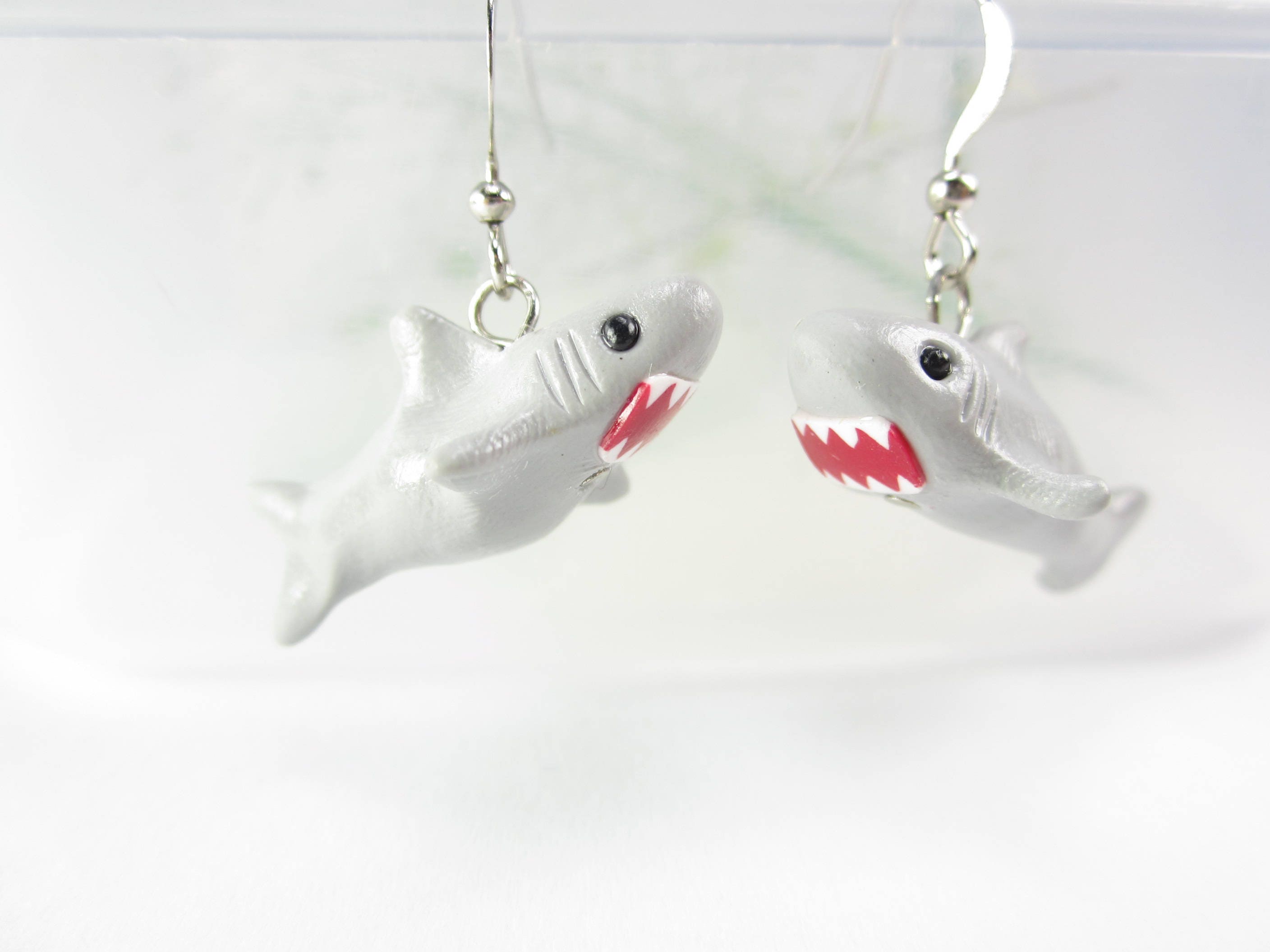 Shark Earrings shark jewelry miniature animal earrings Etsy