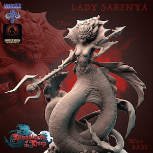 Sea Serpent Queen Miniature - 28mm/32mm Resin Figure for D&D, Pathfinder, Tabletop RPG / TTRPG Dungeons and Dragons Mini