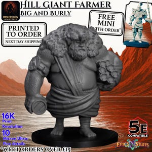Hill Giant Farmer Miniature - 28mm/32mm Fantasy RPG Figure for D&D, Pathfinder anda Tabletop Games