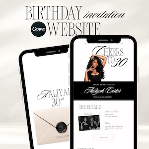 Birthday Invitation Website Template | 30th Digital Invite | Editable Canva Site Ecard | Editable Canva Digital Invitation with RSVP