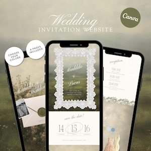 Dusty Green Wedding Website Template | Digital Old Money  Invitation with RSVP
