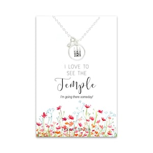 Collar con tarjeta del Templo de Salt Lake City. Me encanta ver el templo. Collar con dije del Templo de Salt Lake City en plata u oro. Regalos SUD para mujeres, niñas y mujeres jóvenes.
