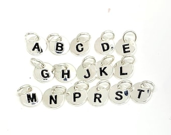 Initial Charm Personalized Charm, Add on small Initial Charm, silver or gold round stamped Initial charm, tiny Letter alphabet disc