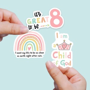 LDS Taufe Geschenk für Mädchen, Taufe Regenbogen, Es ist großartig 8 zu sein, Kind Gottes, Wasserflasche Aufkleber, Journal Aufkleber, Vinyl Spiegel Aufkleber
