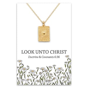 2025 LDS Youth Theme Necklace | Look Unto Christ D&C 6:36 | Heart Burst Pendant | Jewelry for Young Women and Missionaries, YW Birthday Gift