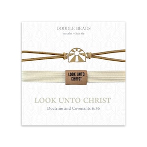 Look unto Christ LDS Youth Theme Friendship Bracelet Set – Wristband + Hair Tie Accessory for Sister Missionary, YW Graduation Gift for Her