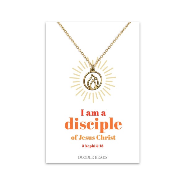 2024 I am a Disciple of Jesus Christ LDS New Youth Theme Flame Necklace Jewelry & Gifts for YW, Young Women Birthday Christmas Gift Ideas