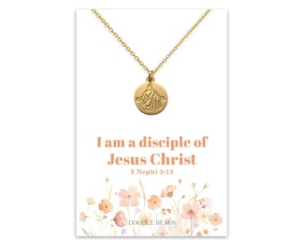 2024 Youth Theme I am a Disciple of Jesus Christ Necklace Jesus Savior Christus Pendant, LDS YW Young Women & Missionary Jewelry Gifts