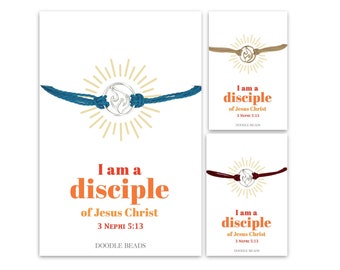 Je suis un disciple de Jésus-Christ, Bracelets de fils sur le thème des jeunes LDS 2024 avec breloque logo main flamme, camp de filles, bracelets de randonnée pour YW et YM