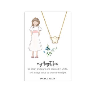 LDS Taufe Geschenk für Mädchen, Taufschmuck Halskette, Blumen Halskette mit Karte Zitat, erste Geburtstagsgeschenk, Vorschau Geschenk für die Taufe