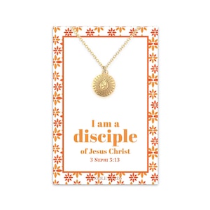 I am a Disciple of Jesus Christ, 2024 LDS Youth Theme Necklace, Hand Holding Glowing Flame Logo Pendant, Jewelry Gifts for YW & Missionaries