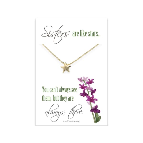 Gift for sister, long distance sisters necklace, Silver or Gold Tiny Star Necklace, sisters are like stars, star minimalist necklace jewelry