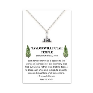 Taylorsville Utah Temple Charm Necklace, LDS Temples Gifts & Jewelry, Dainty Silver or Gold Taylorsville Temple Pendant, Wedding Gift