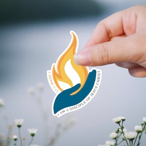 Pegatina "Soy un discípulo de Jesucristo", logotipo del tema juvenil "Mano sosteniendo la llama 2024", calcomanía impermeable para botella de agua, regalos para las Mujeres Jóvenes y los Hombres Jóvenes SUD, a granel